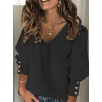 Loose Long Sleeve V-Neck Knit Sweater