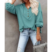 Womens Casual Button Hoodie Sweatshirt