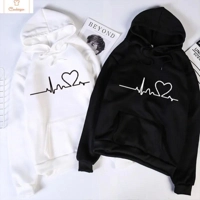 Casual Black and White Hip Hop Hoodie