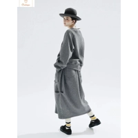 Grey Round Neck Floral Hoodie Sweater