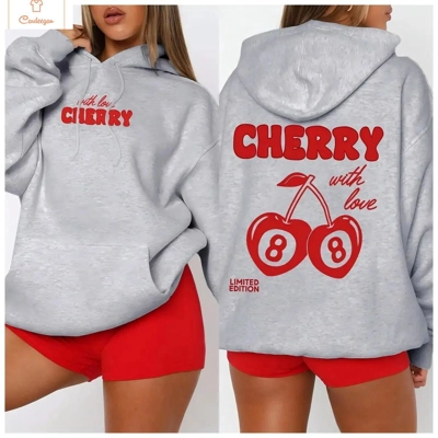 Cherry 88 Art Letter Print Women Hoodie Cherry 88 Art Letter Print Women Hoodie
