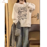 American Retro Dog Print Sweatshirt for Women