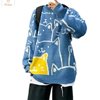 Cartoon Shark Print Oversized Sweater