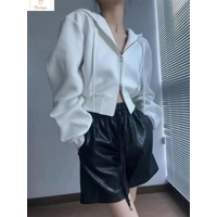 Slim Crop Zip Up Hooded Sweatshirt Women