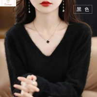 Womens Mink Cashmere V-Neck Sweater