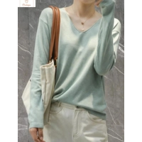 Womens V-Neck Knit Sweater Pullover