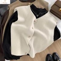 Elegant Knitted Sleeveless Cardigan Sweater