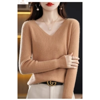 V-Neck Knitted Pullover Sweater for Women
