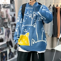 Cartoon Shark Print Oversized Sweater