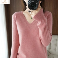 Cashmere V-neck Lace Pullover Sweater