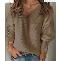 Loose Long Sleeve V-Neck Knit Sweater