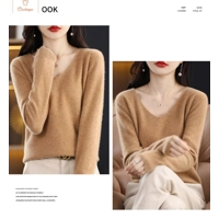 Merino Wool Cashmere V Neck Sweater