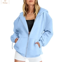 Fashion Gray Zip-Up Hoodie for Women