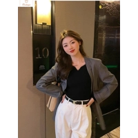 Chic V-neck Knitted Ribbed Sweater