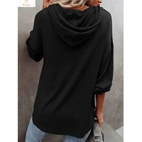 Womens Casual Button Hoodie Sweatshirt