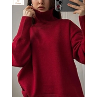 Cardeegan Womens Burgundy Turtleneck Sweater