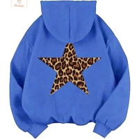 Oversized Fleece Hoodie with Leopard Print