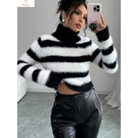 Striped Winter Warm-Up Womens Pullover