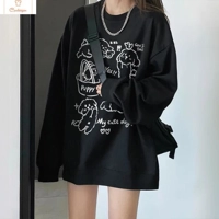 American Retro Dog Print Sweatshirt for Women