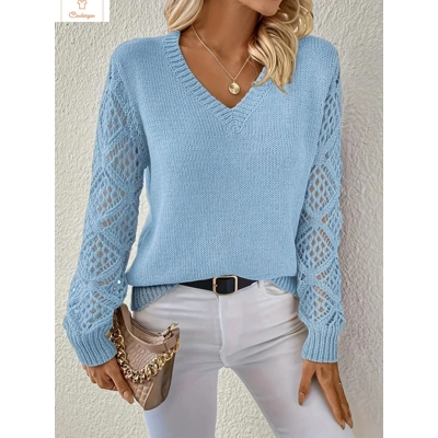 Casual V Neck Knit Sweater for Women Casual V Neck Knit Sweater for Women