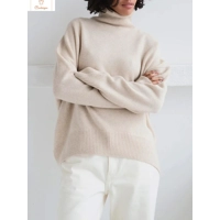 Cozy White Oversized Knit Turtleneck Sweater