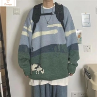 Vintage Winter Cows Print Pullover Sweater