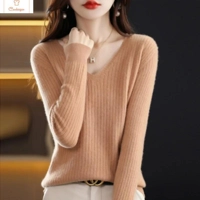 V-Neck Knitted Pullover Sweater for Women