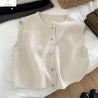 Elegant Knitted Sleeveless Cardigan Sweater