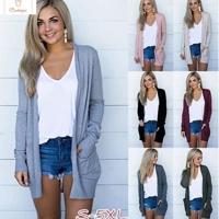 Casual Long Sleeve Pocket Cardigan for Women
