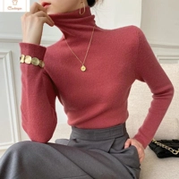 Brown Cashmere Turtleneck Knit Sweater