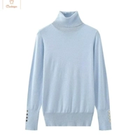 Womens Cropped Turtleneck Sweater with Buttons