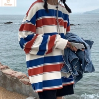 Womens Striped Hoodie Sweatshirt Jumper