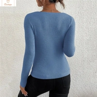 Womens V-Neck Rib Knit Sweater