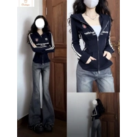 American Vintage Contrast Color Zip-up Hoodie