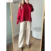 Cardeegan Womens Burgundy Turtleneck Sweater