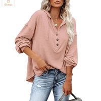 Womens Casual Button Hoodie Sweatshirt