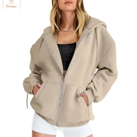 Fashion Gray Zip-Up Hoodie for Women