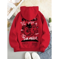 Cute Cat Cartoon Hooded Sweatshirt for Women