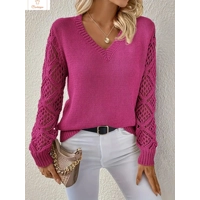 Casual V Neck Knit Sweater for Women