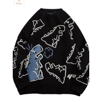 Dinosaur Print Long Sleeve Knit Pullover