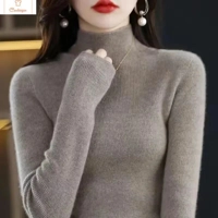 Solid Half Turtleneck Knit Sweater for Women