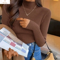 Womens Long Sleeve Turtleneck Knit Sweater