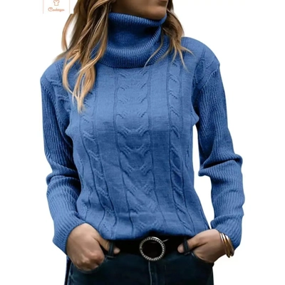 Vintage Slim Fit Turtleneck Sweater for Women