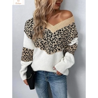 Leopard Print V Neck Sweater