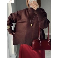 Cardeegan Womens Burgundy Turtleneck Sweater