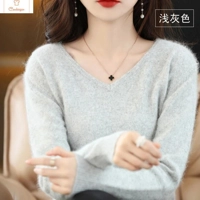 Womens Mink Cashmere V-Neck Sweater