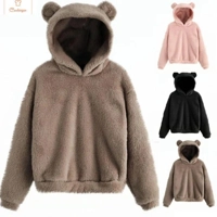 Cute Plush Rabbit Ear Hoodie for Women