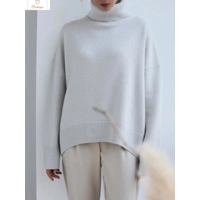 Cozy White Oversized Knit Turtleneck Sweater