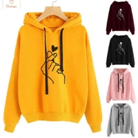 Autumn Fleece Heart Design Hoodie