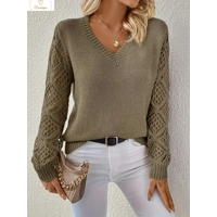Casual V Neck Knit Sweater for Women